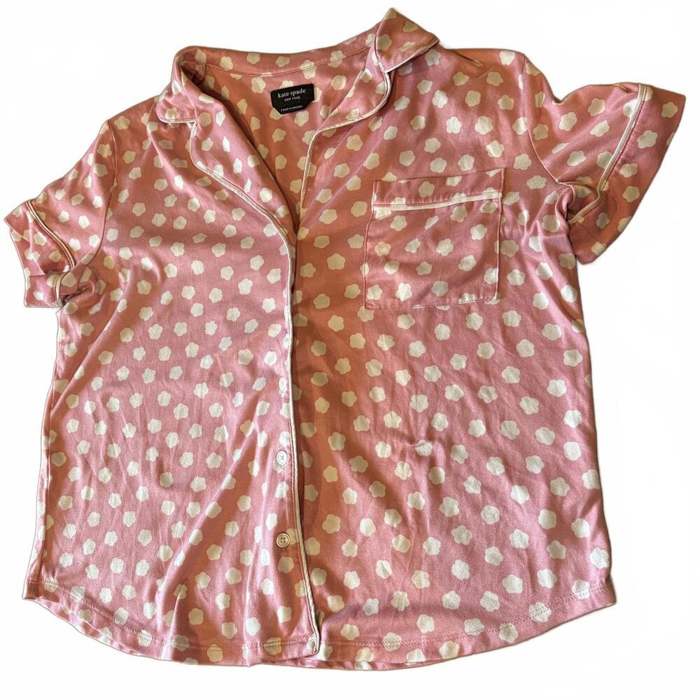 Kate Spade New York Pastel Pink Polka Dot Short Sleeve Pajama Top Small Girly